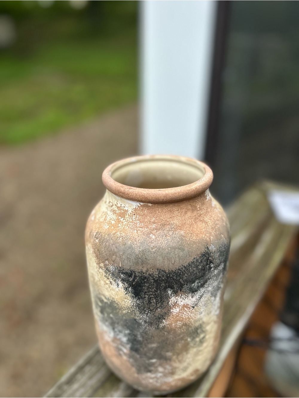 Handcrafted Earth-Tone Ceramic Vase - Rustic Beige and Black new